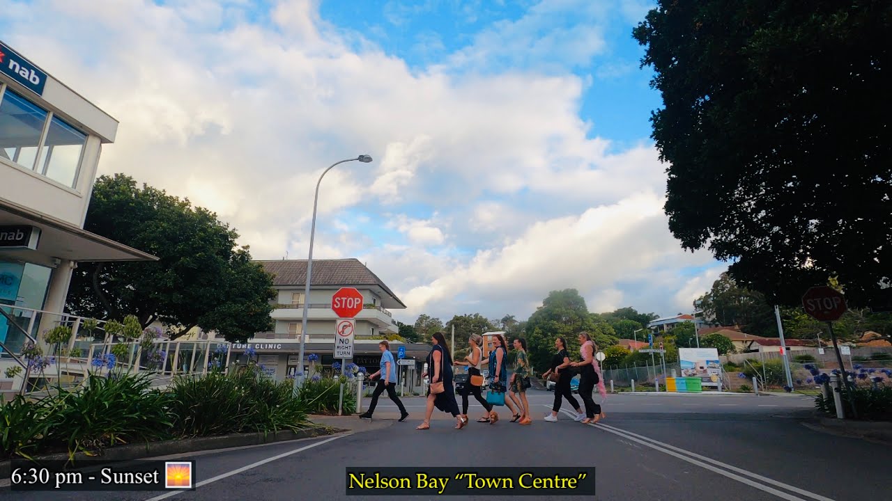 Driving in Nelson Bay Town Centre to Shoal Bay, Australia