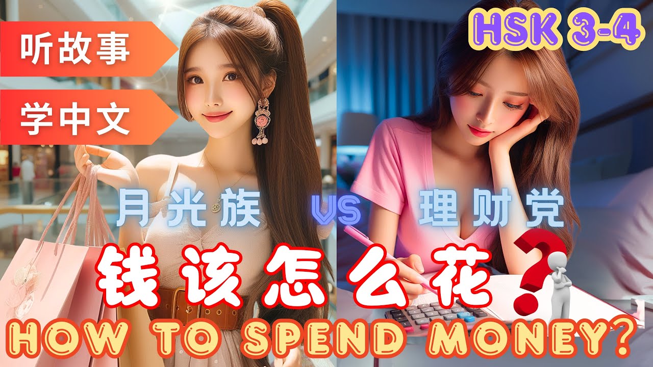 How to spend money | Money-to-moon vs. money-managers | Learning Chinese with stories  #hsk4 #hsk3
