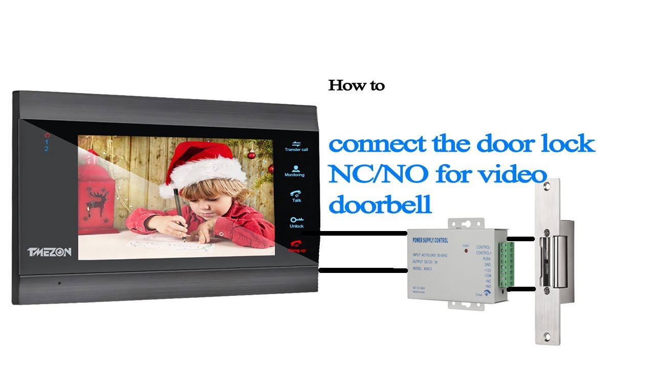 How to connect the door lock NC NO for TMEZON video intercom doorbell system MZ-IP-V739B