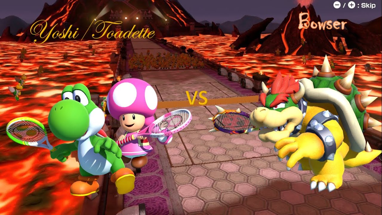 Mario Tennis Aces - Yoshi/Toadette vs Bowser