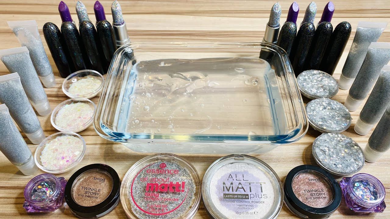 Purple Hologram Slime Lipstick - Mixing Makeup Eyeshadow Into Slime