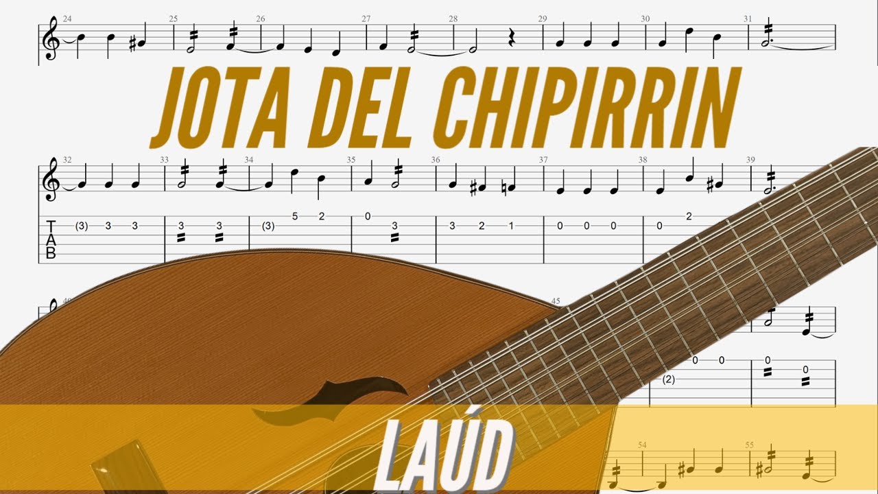 Jota del Chipirrín. Popular murciana. Tutorial laúd y bandurria partitura cifrada.