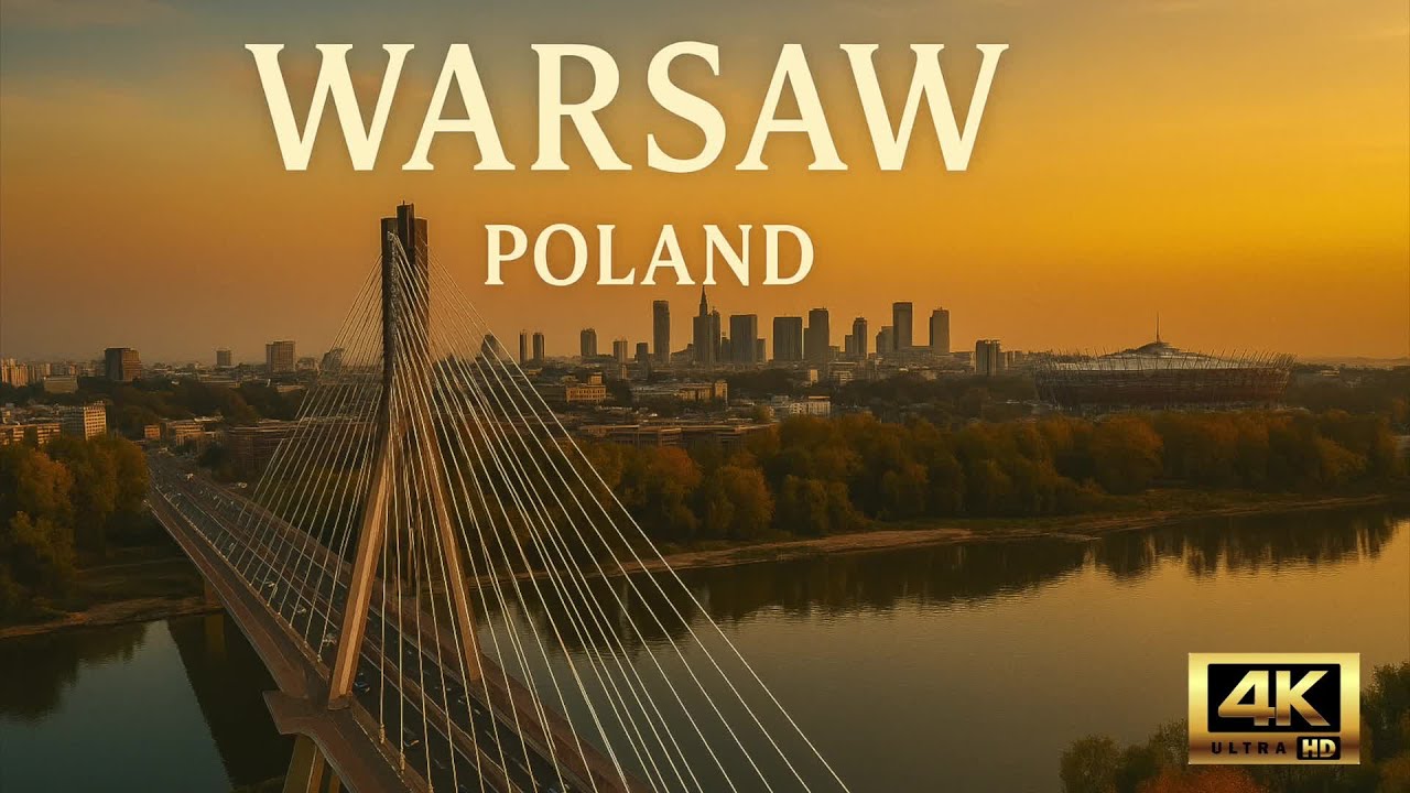 WARSAW | Poland | 4K | Drone | Skyline | Świętokrzyski Bridge | PGN Narodowy