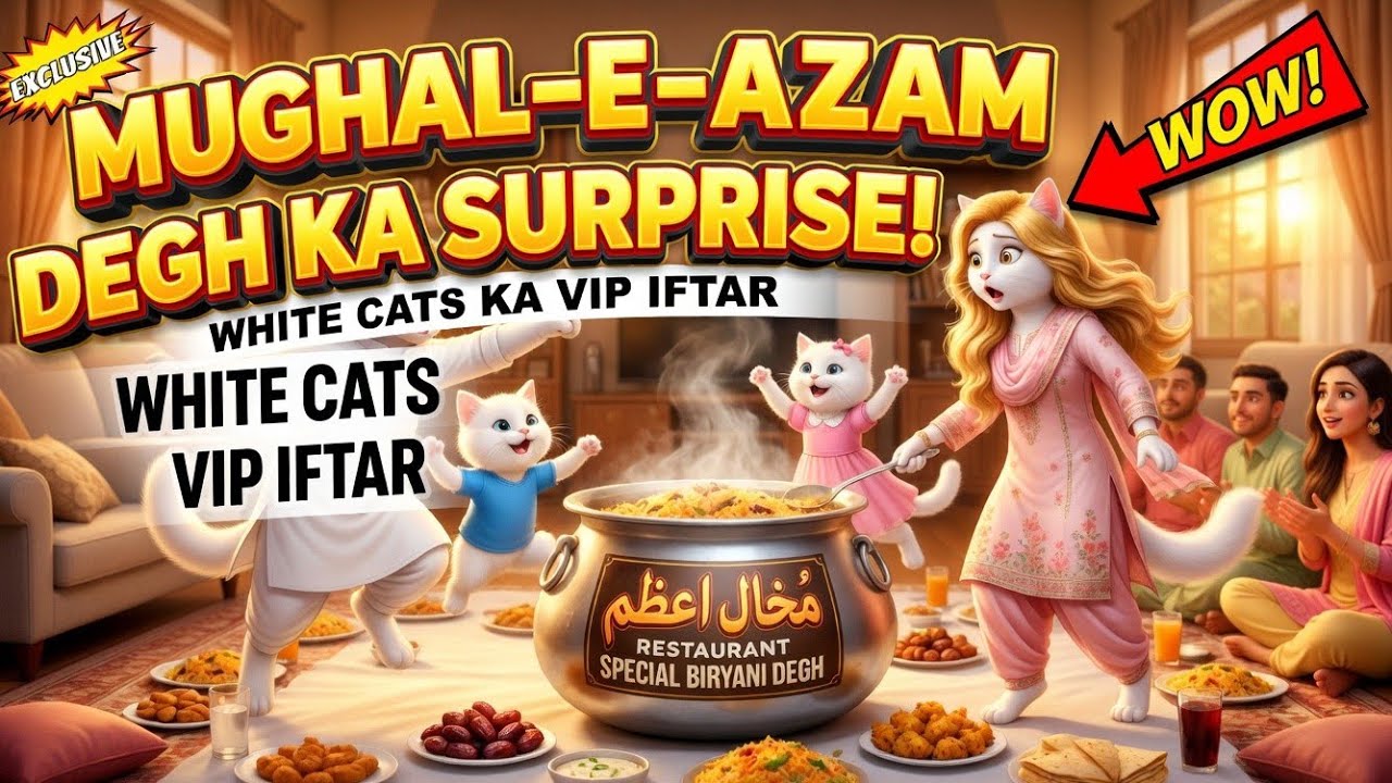 😱 White Cats ka Mughal-e-Azam Degh Surprise! | Cat Family Iftar Party | Smartbotics1 