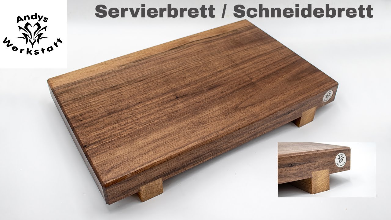 Schneidebrett / Servierbrett aus Nussbaum mit Schwalbenschwanzverbindung