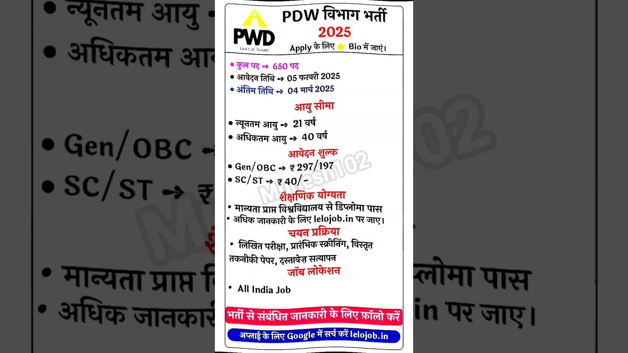 PWD Vacancy 2025 // PWD requirement 2025 