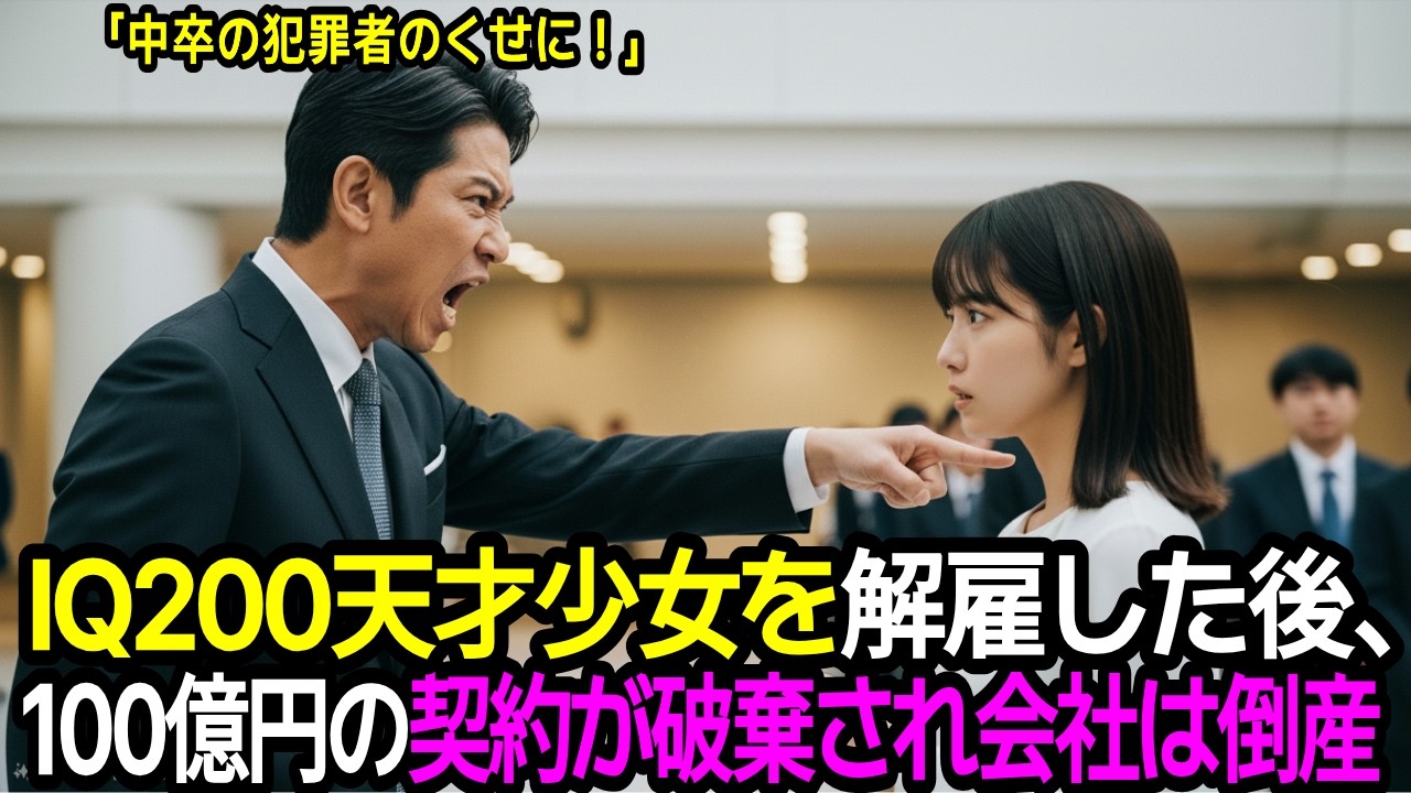「中卒の前科者に払う金はない！」 IQ200の天才少女を解雇した新社長。 わずか1時間で100億円の契約を失い、会社は倒産！【感動する話】【朗読】