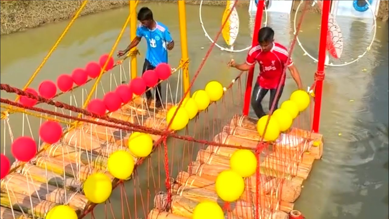 The prize is to win the funny game by bursting the balloon with the toy fish | SS food challenge 