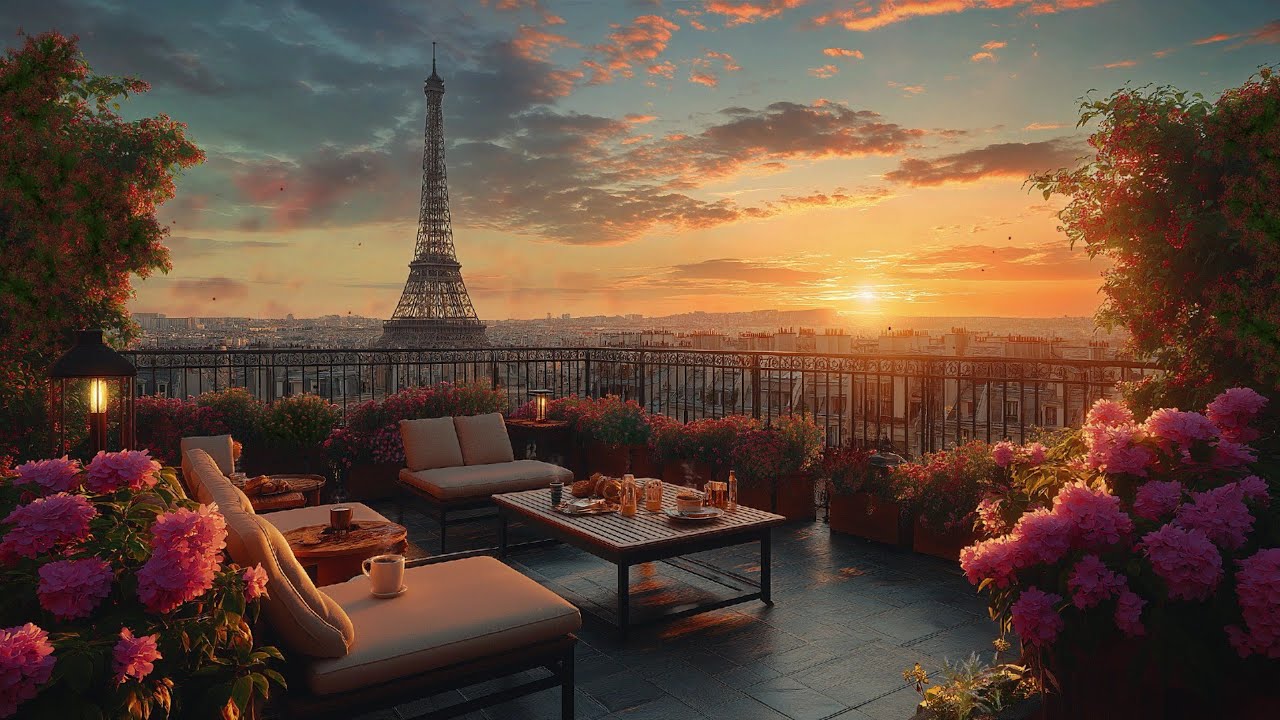 Paris Rooftop Caf&eacute; at Sunset &mdash; Smooth Jazz & Elegant Spring Ambience for Relaxation