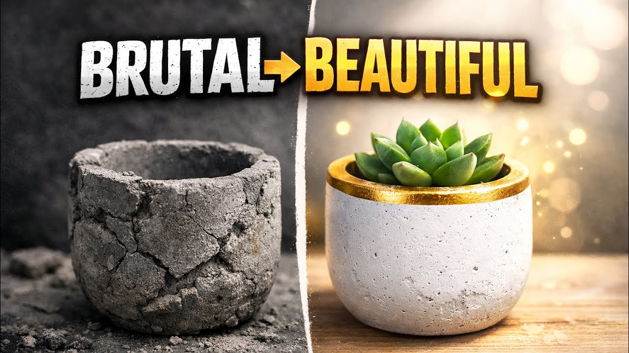 This cement pot went from Brutal to Beautiful￼ (ASMR)