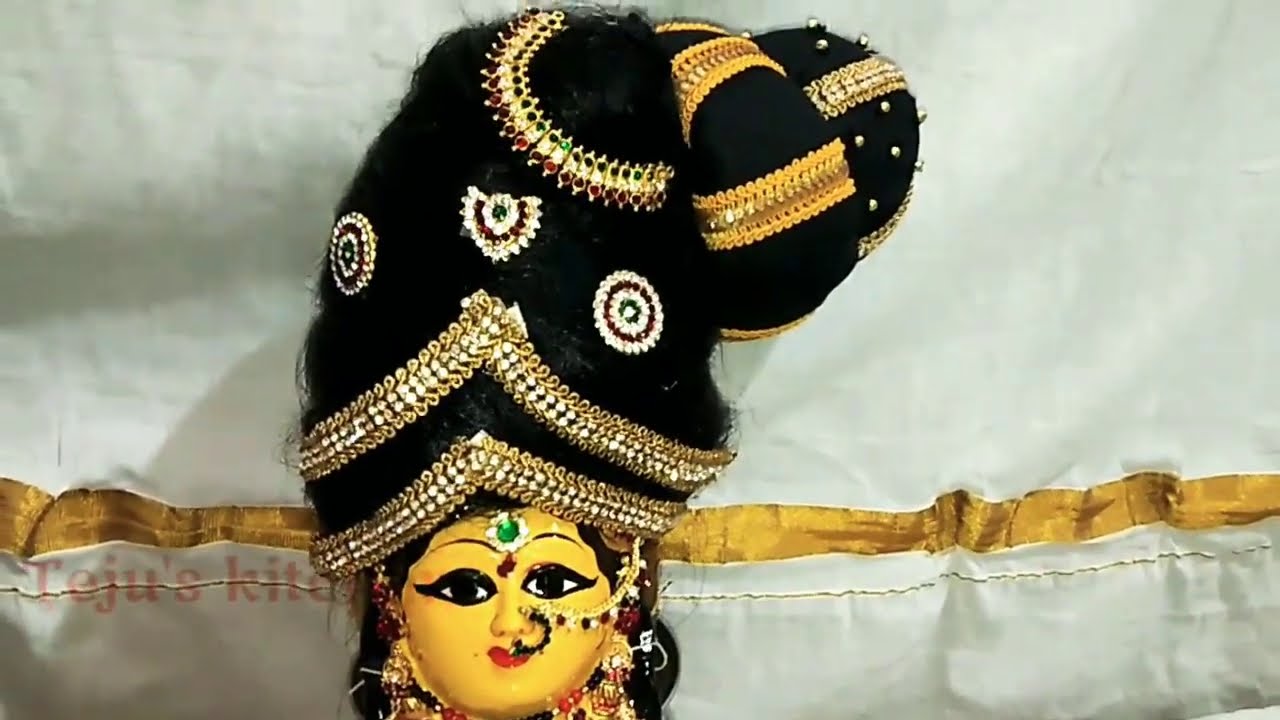 varamahalakshmi Idol face decoration 2021/ hairstyle tutorial 2021 / hair kondai kirita