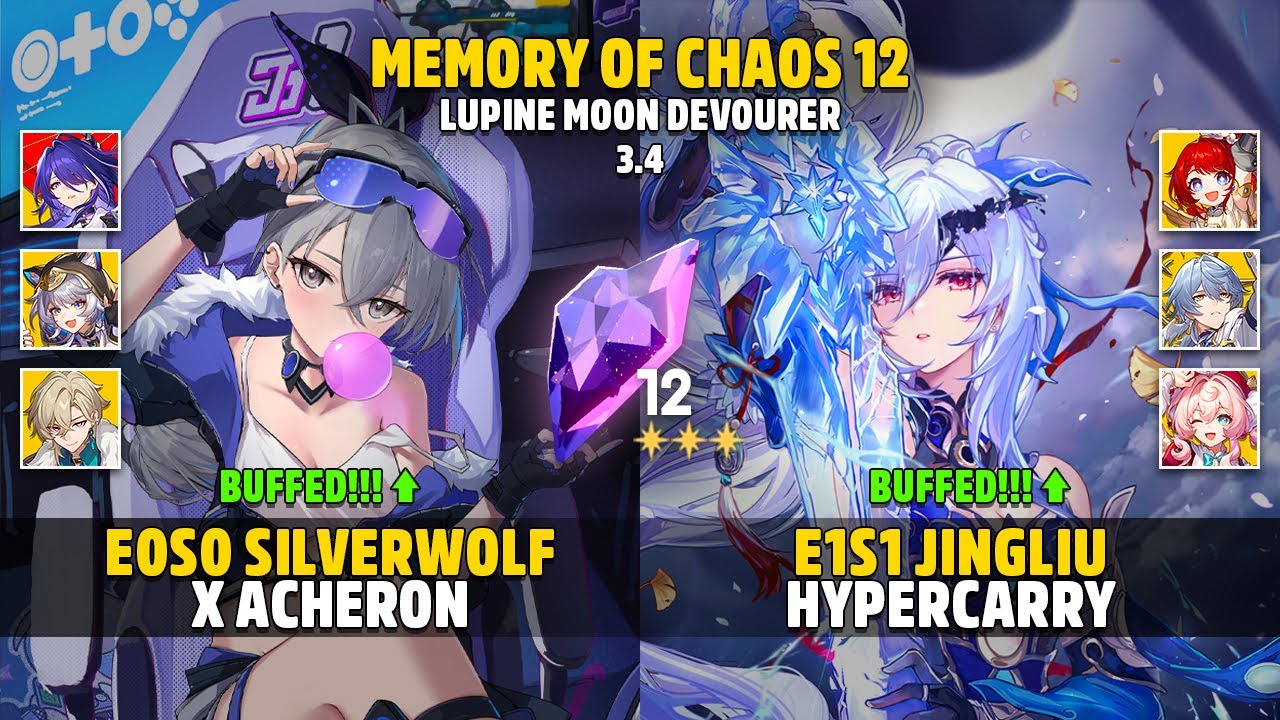 E0S0 Silverwolf Buffed x Acheron & E1S1 Jingliu Buffed - Memory Of Chaos 12 - Honkai: Star Rail 3.4