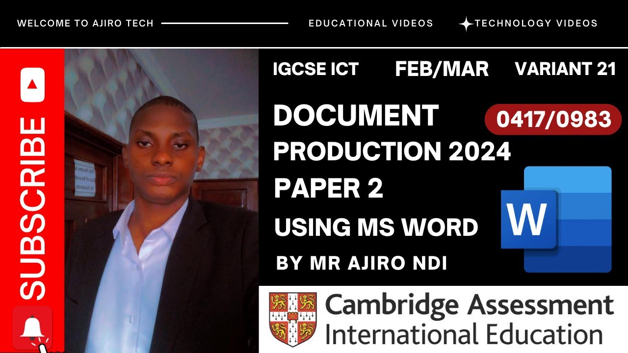 IGCSE ICT (0417/0983) Paper 2 Document Production February March 2024 Variant 21 | Microsoft Word