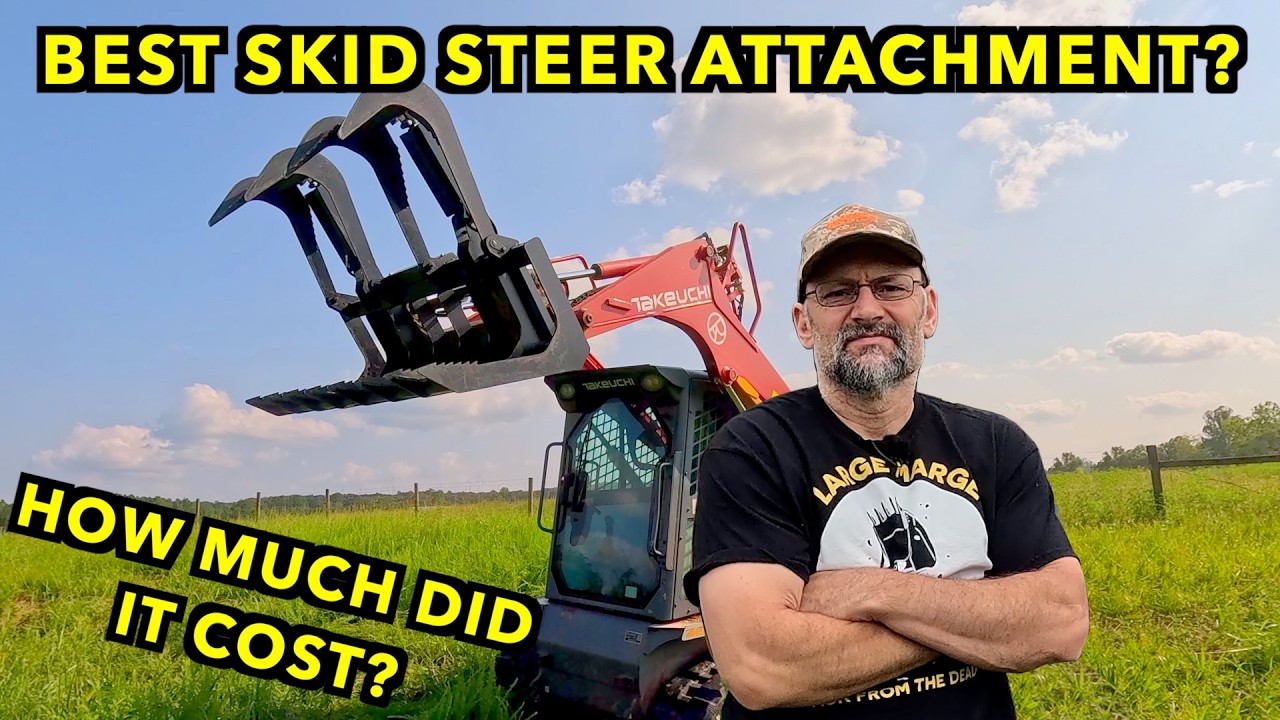 Farm Work: Using A Skid Steer Grapple & Cutting Trees.