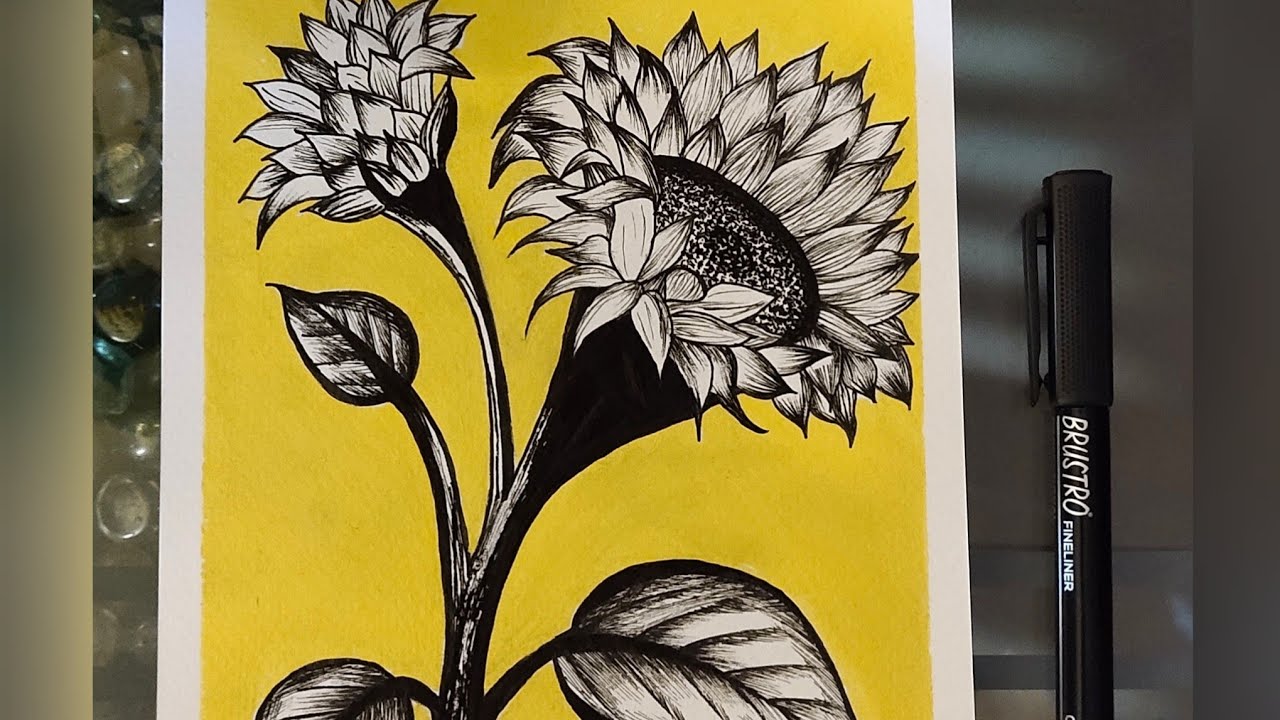 Sunflower art | Floral Artwork | Instinctive art attack by Anubha