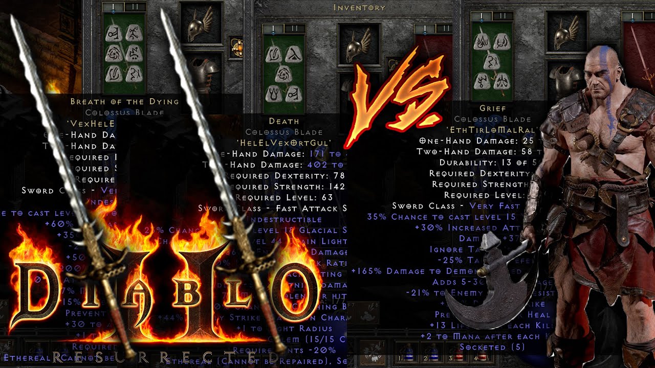 Diablo 2 Resurrected | GRIEF против BOTD против DEATH (Сравнение) WHIRLWIND