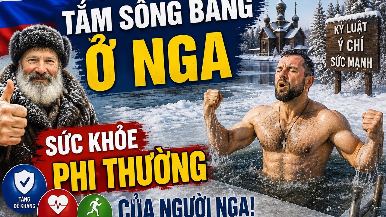 Sức khoẻ phi thường của người Nga-tắm sông băng âm hàng chục độ.