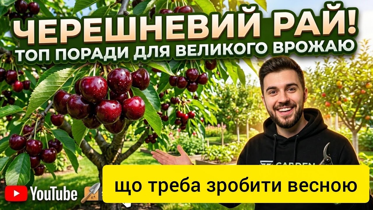 Маніпуляції на черешньо-вишні весною.
