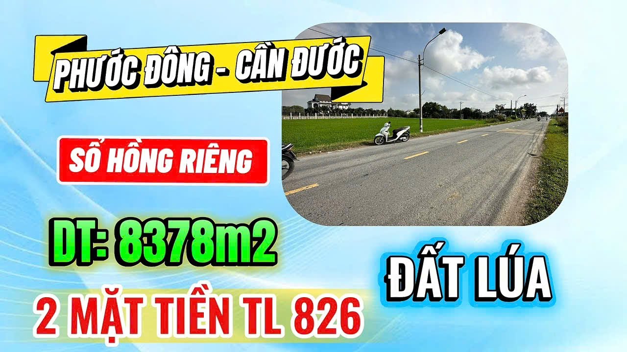 KCN PHƯỚC ĐÔNG | ĐẤT LÚA VIP 2 MẶT TIỀN TL826 CÁCH QUỐC LỘ 50 CHỈ 800m