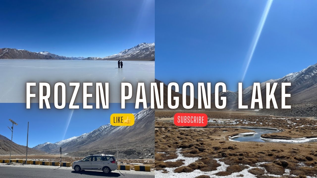 Walking on a Frozen Pangong Lake | Unreal Winter in Ladakh!  #travel #frozenlake #travelvlog 