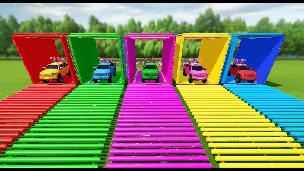 Garage with Colors 🔥 | EXTREME ROCKET CAR TRANSPORT with DOUBLE FLATBED