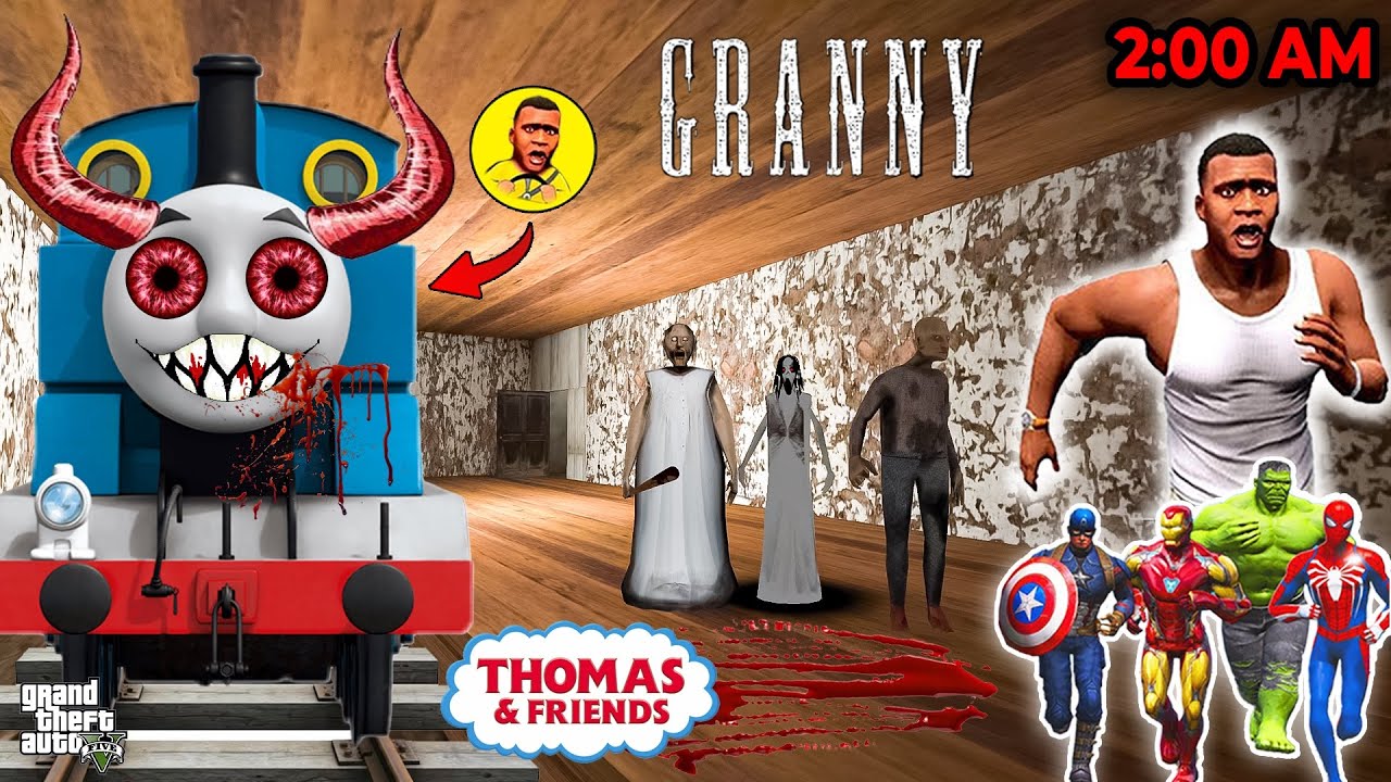 Franklin Fight With Granny & Grandpa and Evil Thomas Train Escape House For Save Avengers in GTA 5!