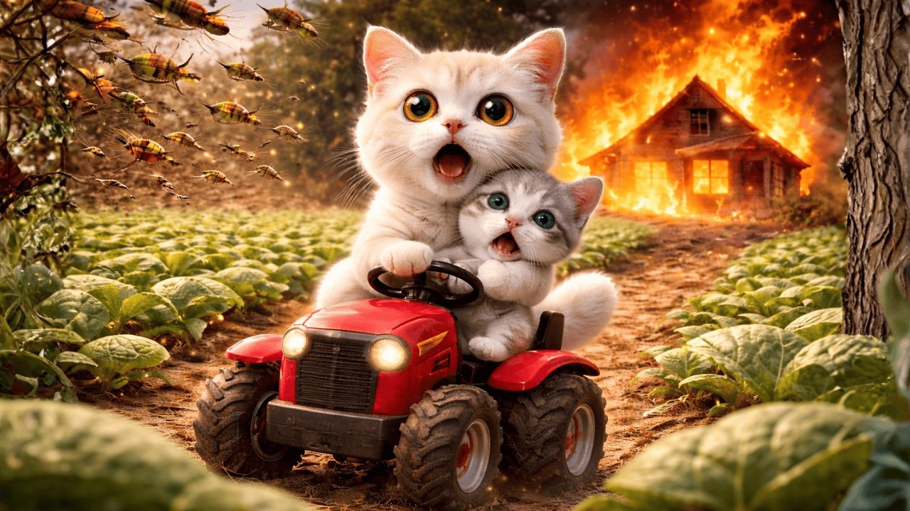 Lila vs 1,000,000 Grasshoppers! 🔥 Rescues a Kitten & Rebuilds a Home 🐾🚜