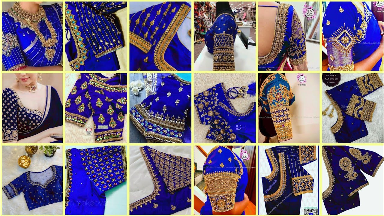 Letest blue color💙aari work blouse design ideas / aari work blouse design new model @radheradhe-1017