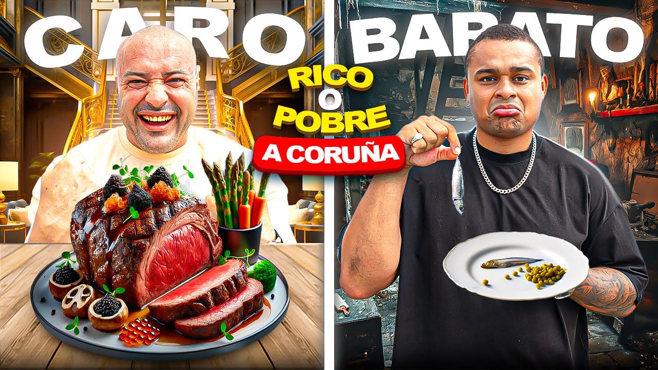 COMIENDO LO MÁS CARO DE A CORUÑA  vs. BARATO | RICO O POBRE con   @Bouncer Power