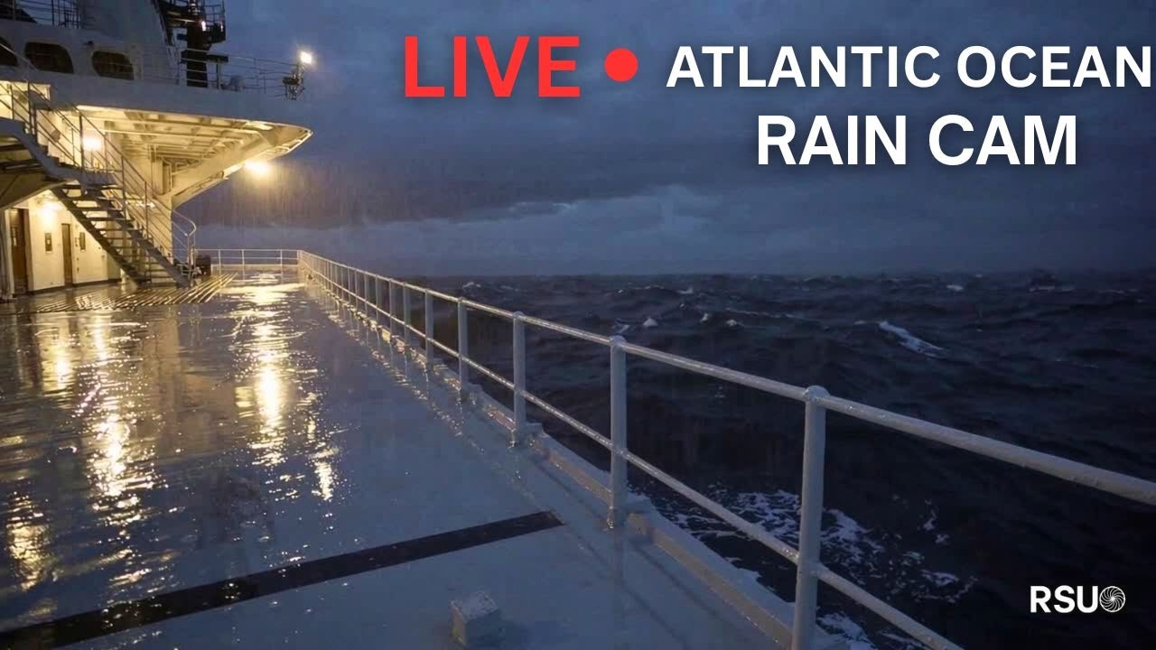 North Atlantic Ocean Storm 🌧️ Dangerous Waves & Rain on Cargo Ship Deck