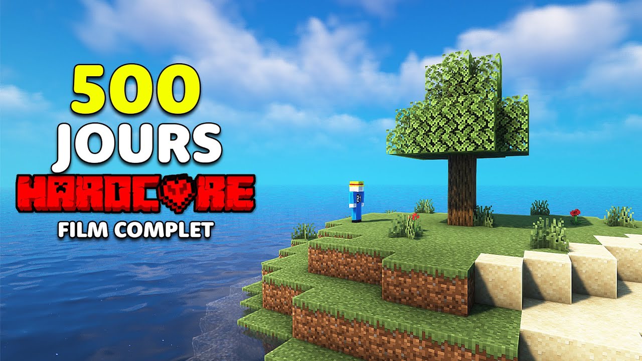 SURVIVRE 500 jours en HARDCORE Sur une ILE DESERTE Sur Minecraft (Film Entier)