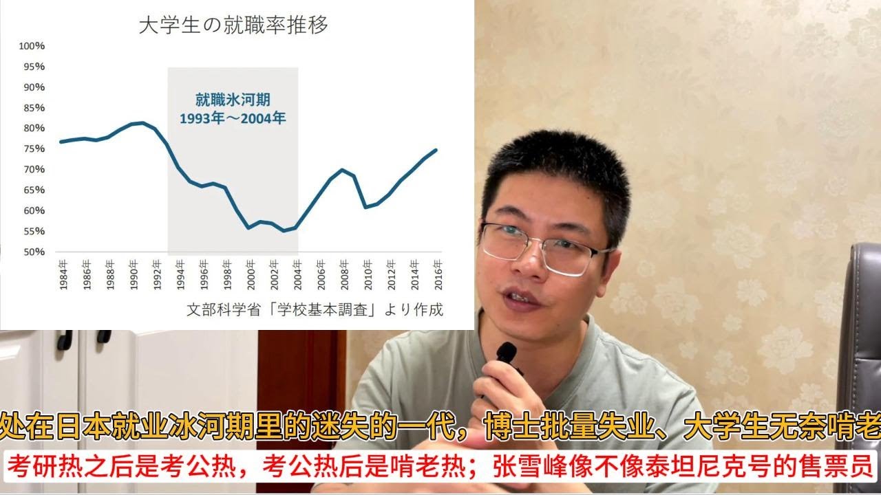 处在日本就业冰河期里的迷失的一代，博士批量失业、大学生无奈啃老；考研热之后是考公热，考公热后是啃老热；张雪峰像不像泰坦尼克号的售票员