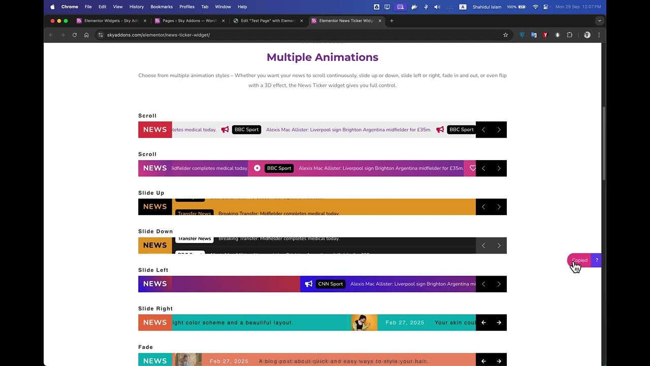 Best News Ticker Widget for Elementor - Sky Addons