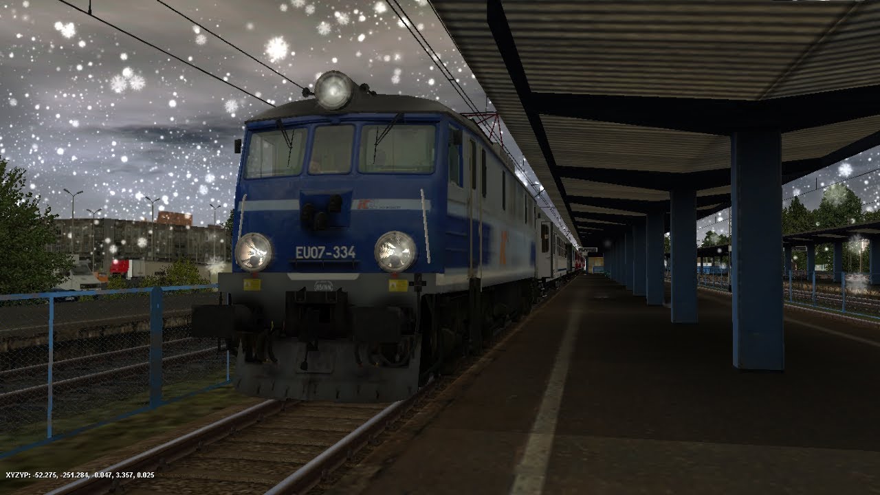 Symulator Trainz 2010 - EU07-334 z TLK 35102 Sienkiewicz odjeżdża ze stacji Kielce.