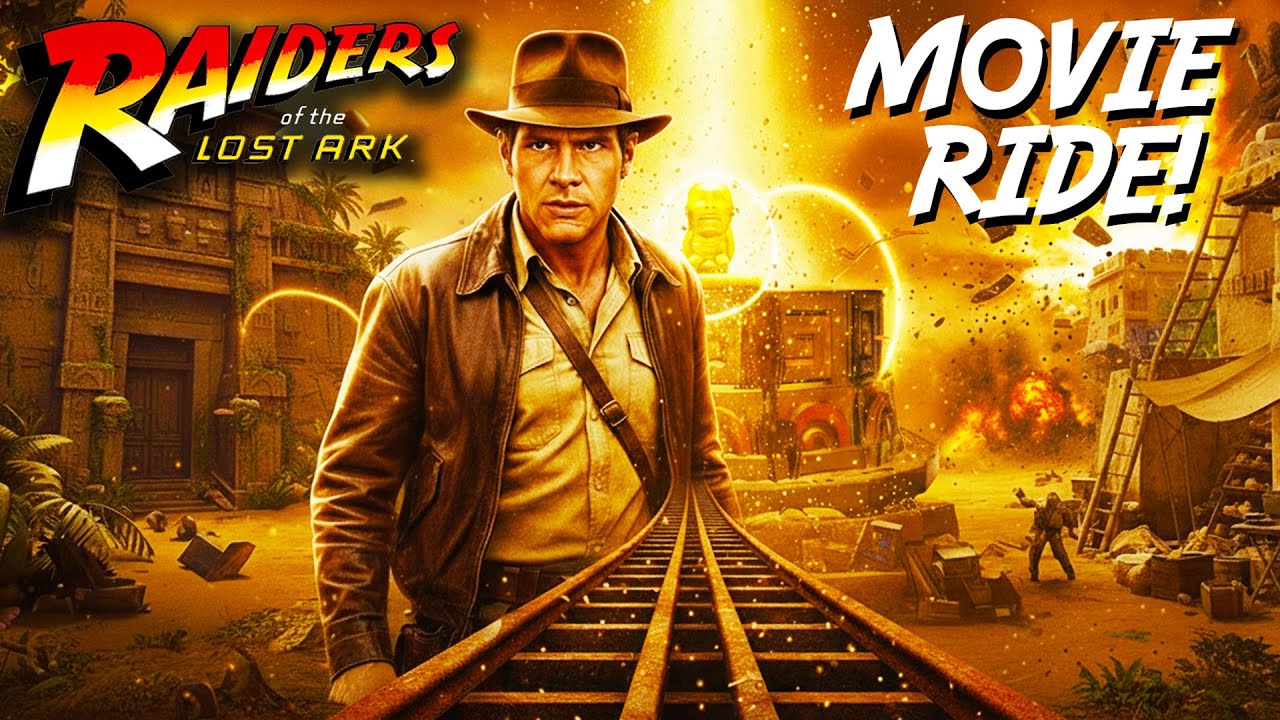 RAIDERS OF THE LOST ARK!  Movie Ride & Roller Coaster!  (POV, Front Seat)