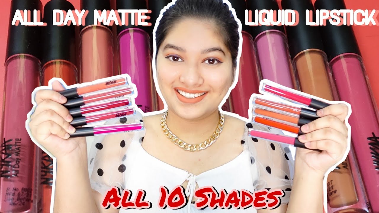 Nykaa All Day Matte Liquid Lipstick all 10 Shades Swatches + Review | Maskproof | Catalytic Akanshya