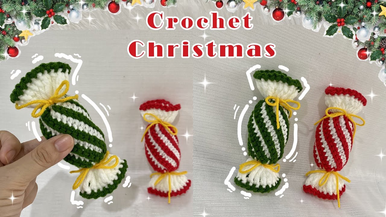 CROCHET CHRISTMAS 🍬 Crochet Christmas Candy Ornament Tutorial 🎄