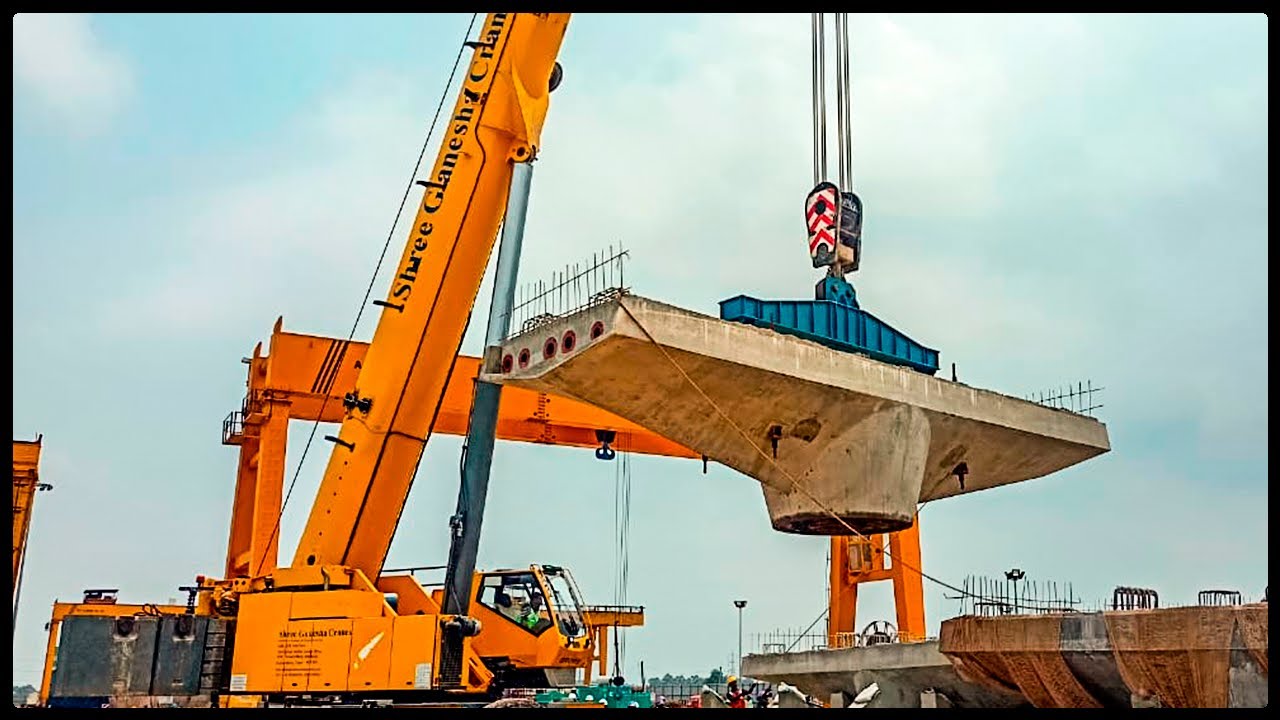 Grove 300 ton Telescopic Boom Crane lifting Pier Cap