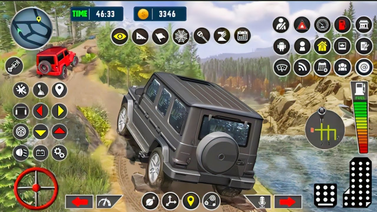 Off-road car driving.