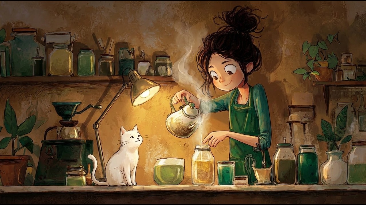 🔥 Cozy Evening Tea & Soft Jazz ☕✨ | Warm Atelier Night Ambience