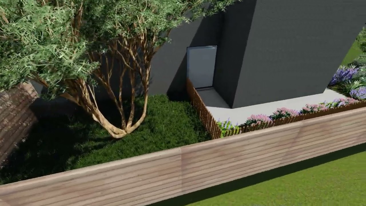 3D tuin ontwerp Moderne villa (bouwjaar 2021) met kantoor of winkel te Zandhoven!