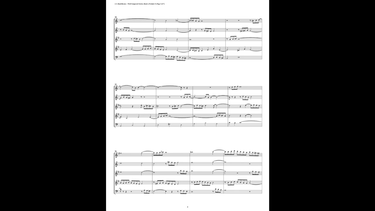 J.S. Bach - Well-Tempered Clavier: Part 2 - Prelude 11 (Double Reed Quintet)