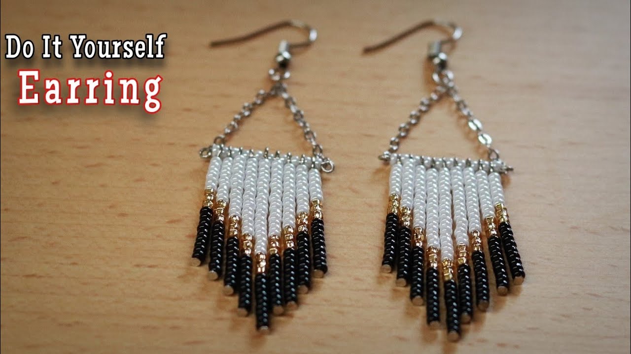 Beaded Chandelier Earring | How To Make Fringe | DIY | Native American | #howto #beaded #DIYearring