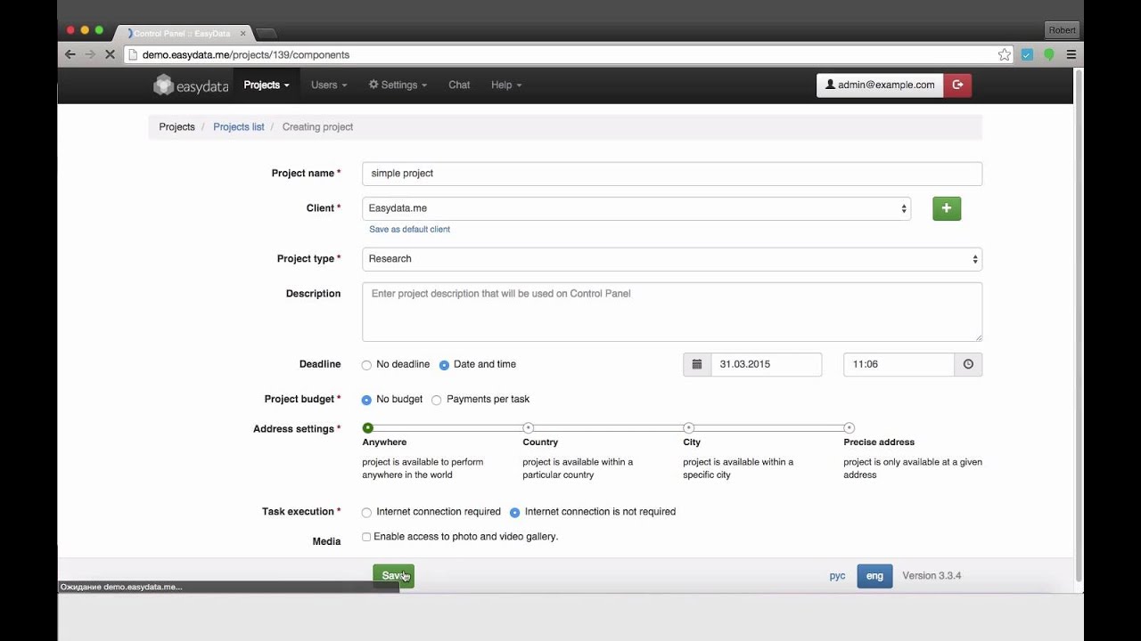 EasyData Tutorial: Creating a simple project