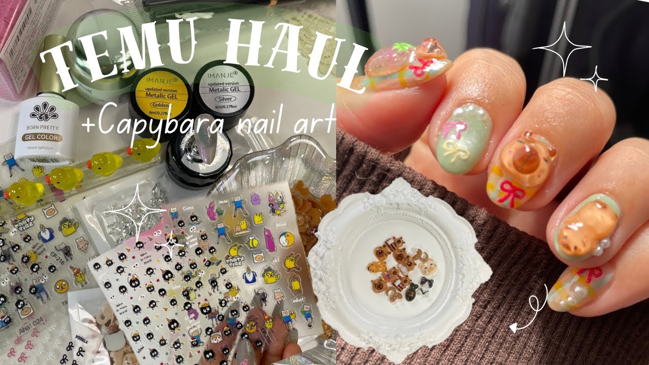 🛍️🛒Temu haul + Capibara nail art🐾Demasiado tiernos🥰💖