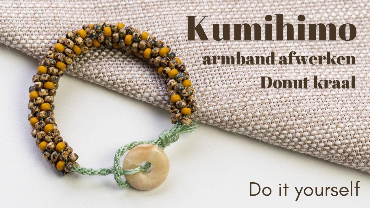 Kumihimo armbandje afwerken met donut kraal