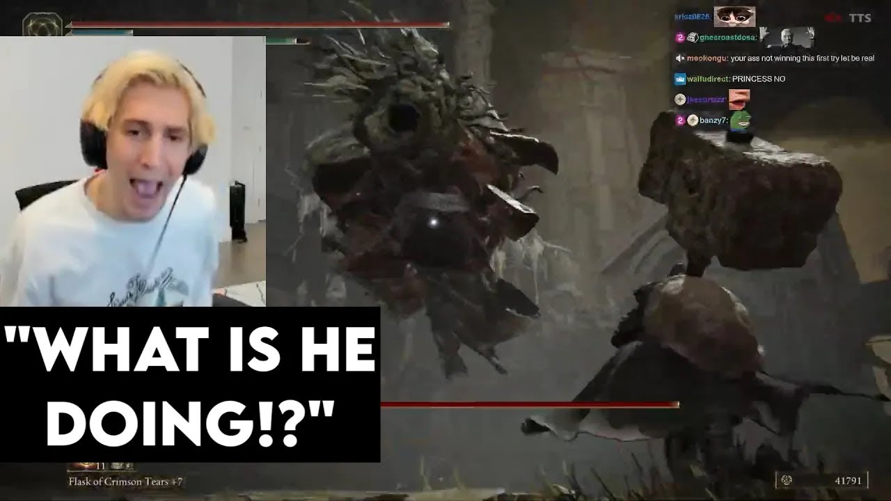xQc Vs Divine Beast Dancing Lion Boss Fight - Elden Ring