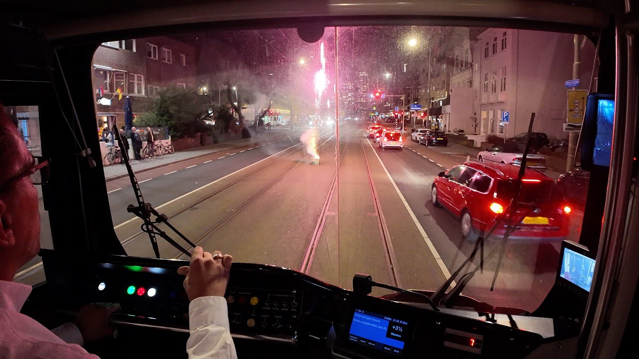 🎆 Final line 1 of 2025 in Delft, Rijswijk & The Hague - New Years Eve | Cabview