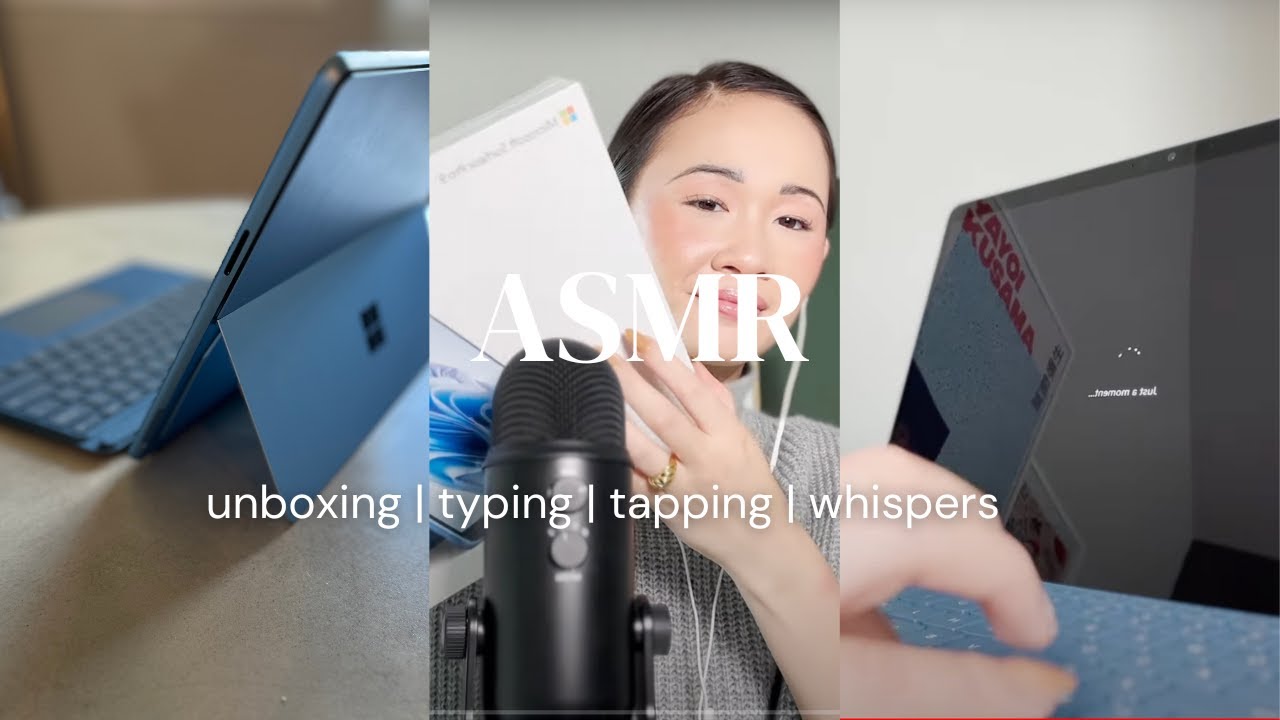 asmr | unboxing the new microsoft surface pro and keyboard, typing and tapping sounds
