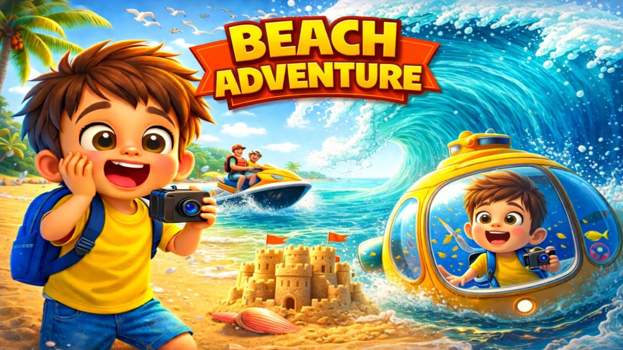 My CRAZIEST Beach Adventure! 🌊 Sandcastle Destroyed 😱 | Kids Cartoon Vlog